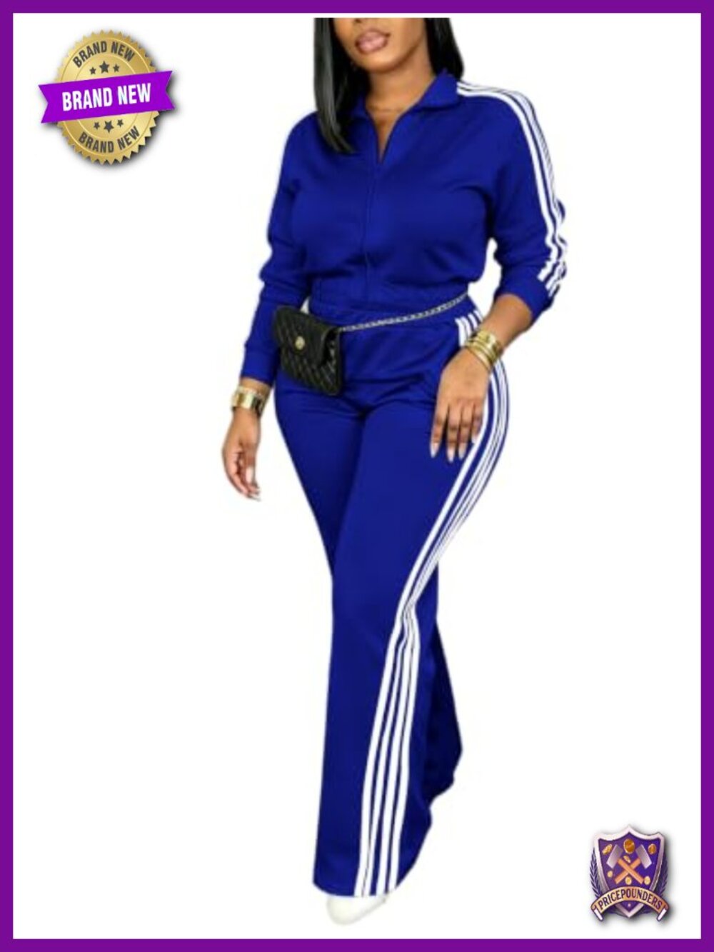 Women's 2 Piece Tracksuit Set Zip Up Crop Top Flare Pants